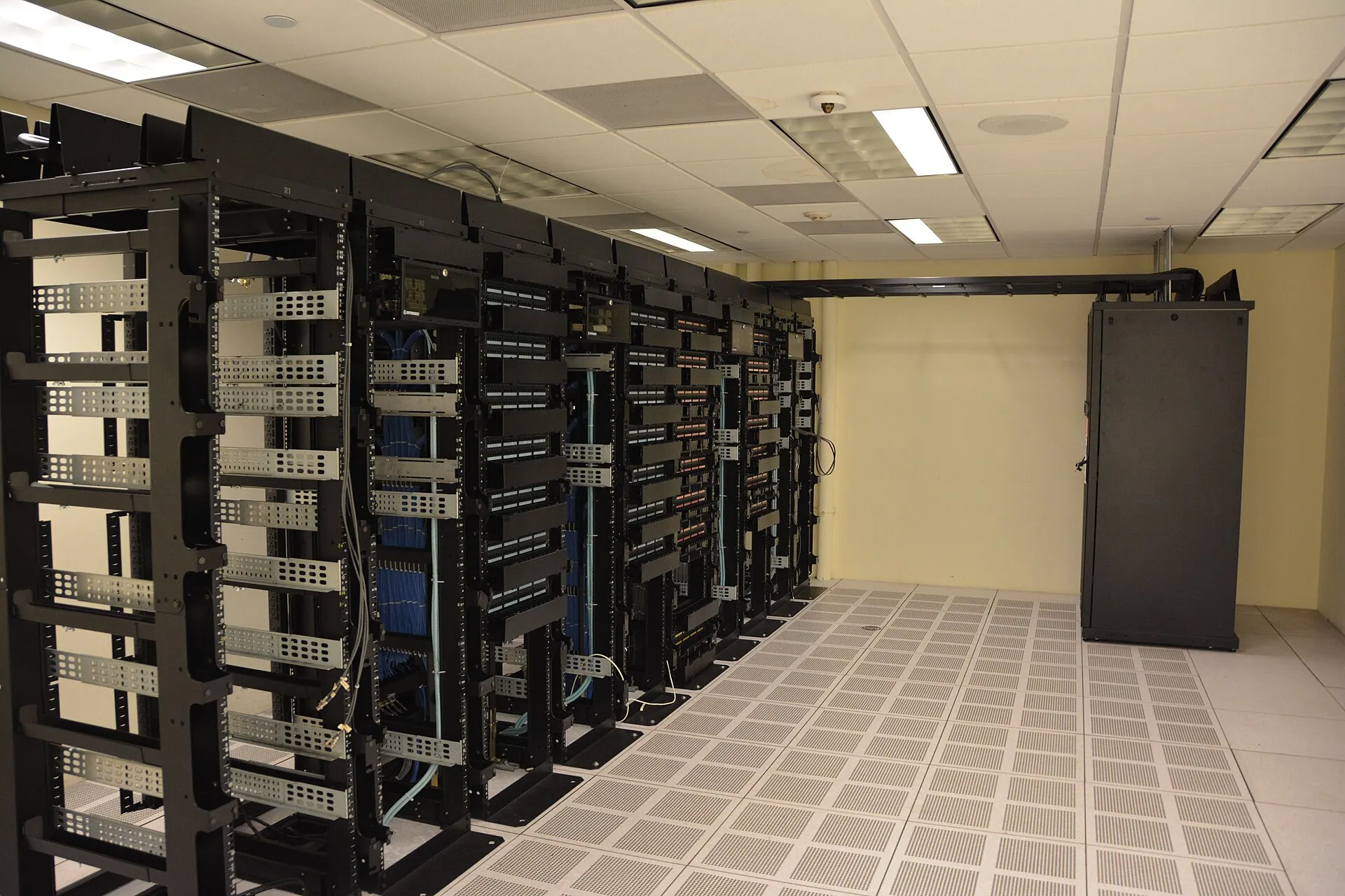 Rows of servers in a data center
